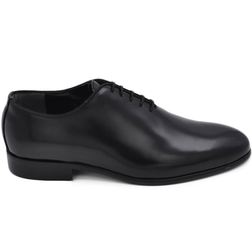 Scarpa classica uomo ls luisantiago stringata in vera pelle abrasivata nera elegante suola cuoio antiscivolo tacco2cm.