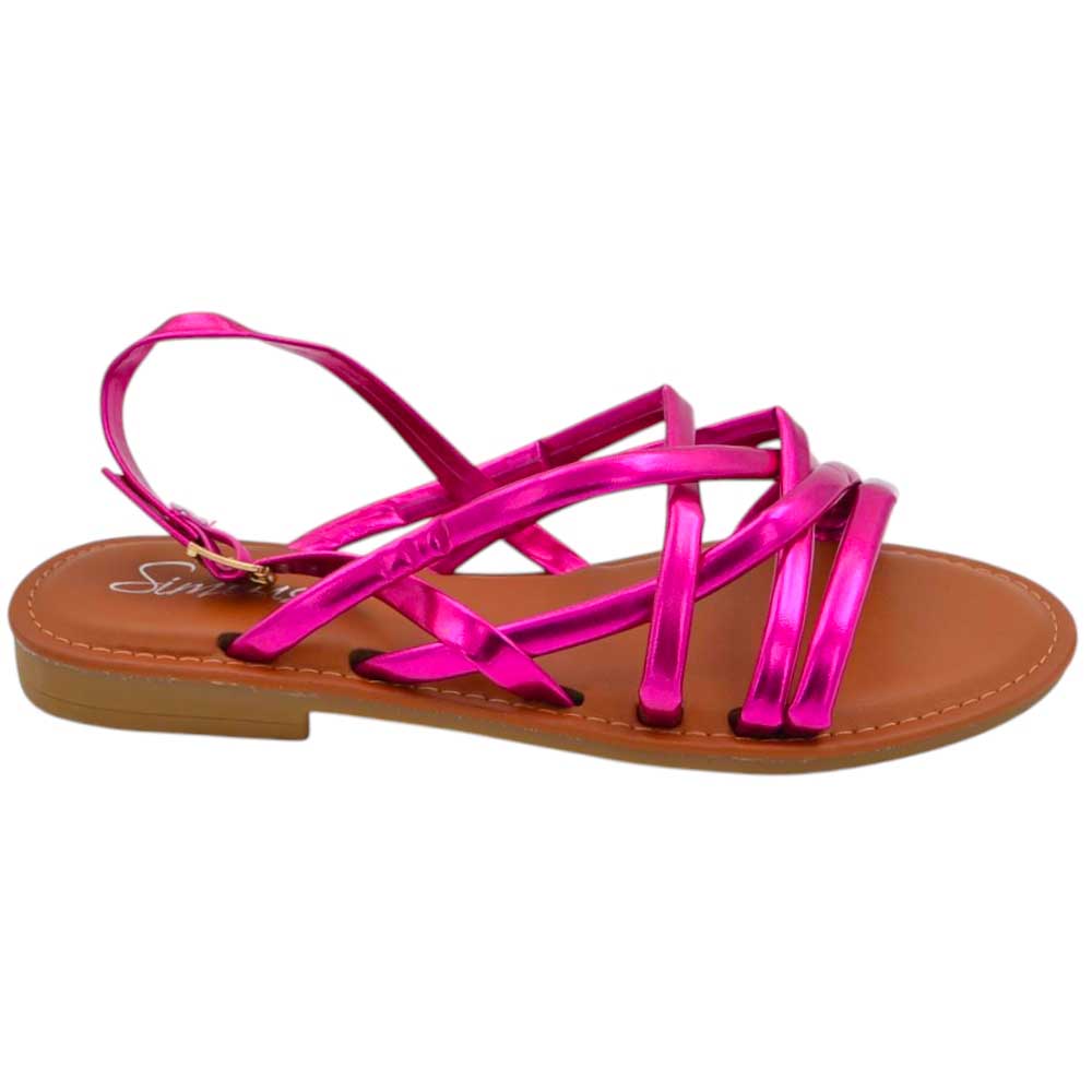 Sandali estivi donna bassi positano con fascette morbide fucsia suola antiscivolo in memory chiusura tallone.