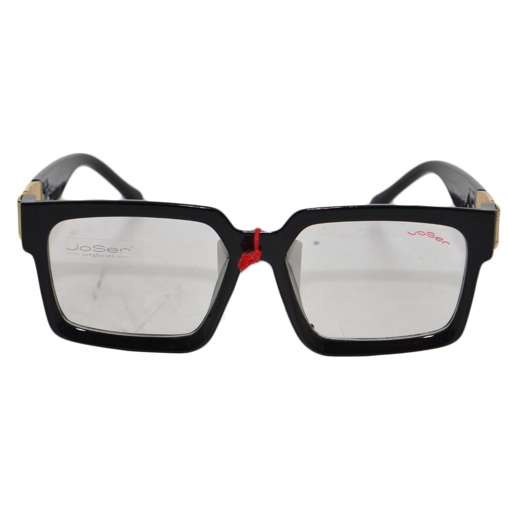 OCCHIALI DA SOLE JoSer modello DELHI montatura  rettangolare nera lente chiara a contrasto