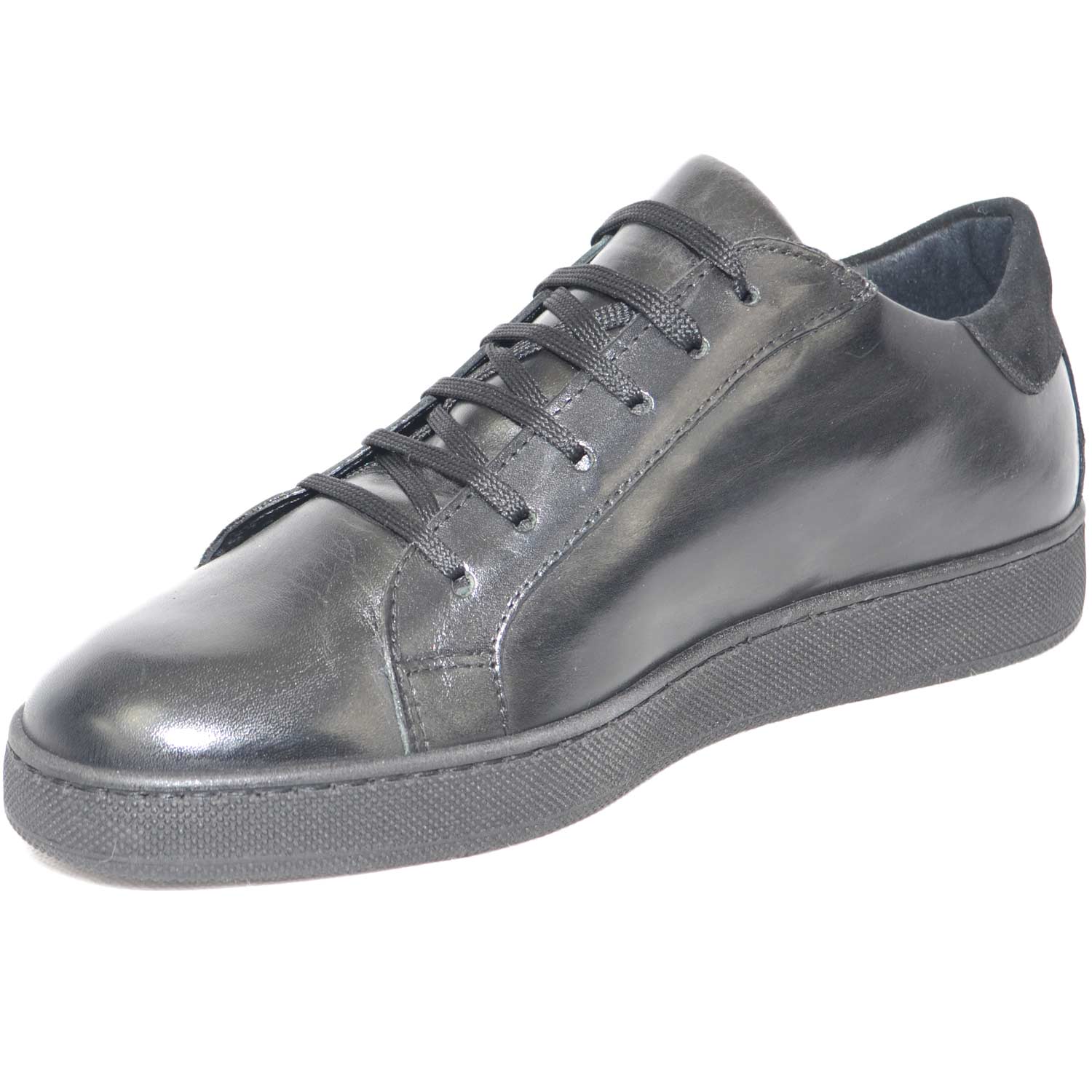 scarpe uomo sneaker bass nero made in italy moda giovanile sport lacci