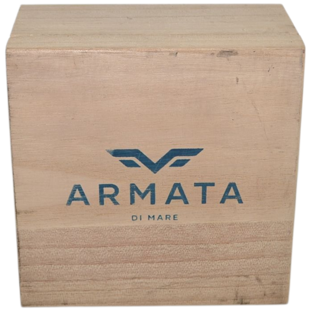 Cintura uomo vera pelle marrone abrasivato Armata di mare con fibbia in metallo quadrata regolabile scatola in legno.