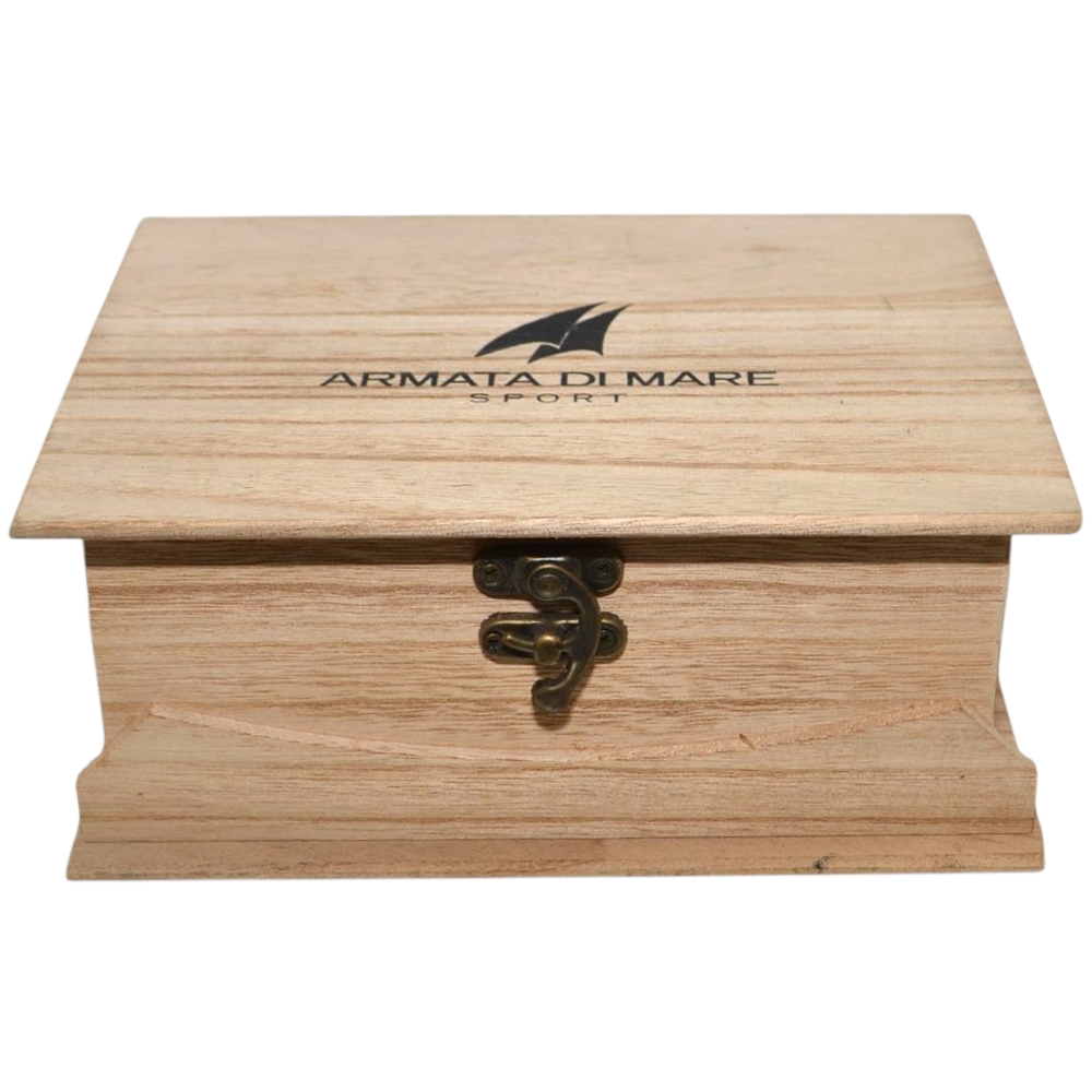 Cintura uomo vera pelle nera matta Armata di mare con fibbia in metallo quadrata regolabile scatola in legno.