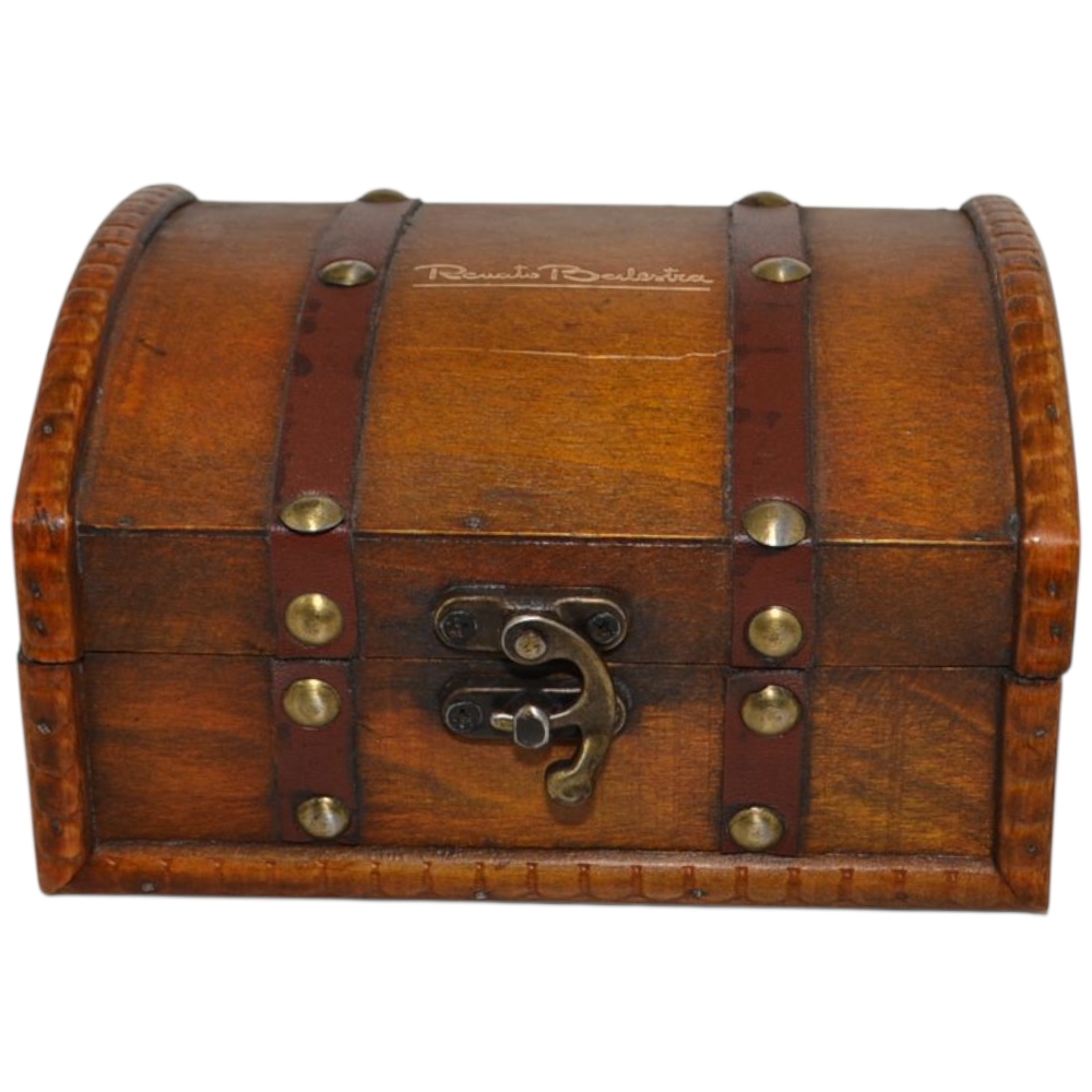 Cintura uomo vera pelle marrone opaca con doppia cucitura fibbia in metallo quadrata regolabile scatola in legno ovale.