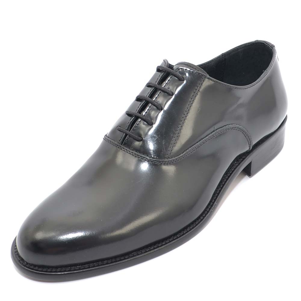Scarpe Uomo Francesina Inglese Vera Pelle Lucida Nera Made In Italy - 9