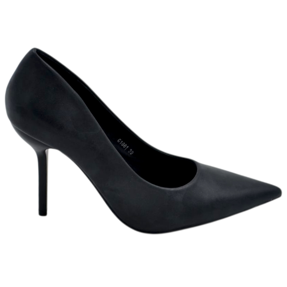 Decollete Donna Nera a Punta con Tacco Alto Stiletto