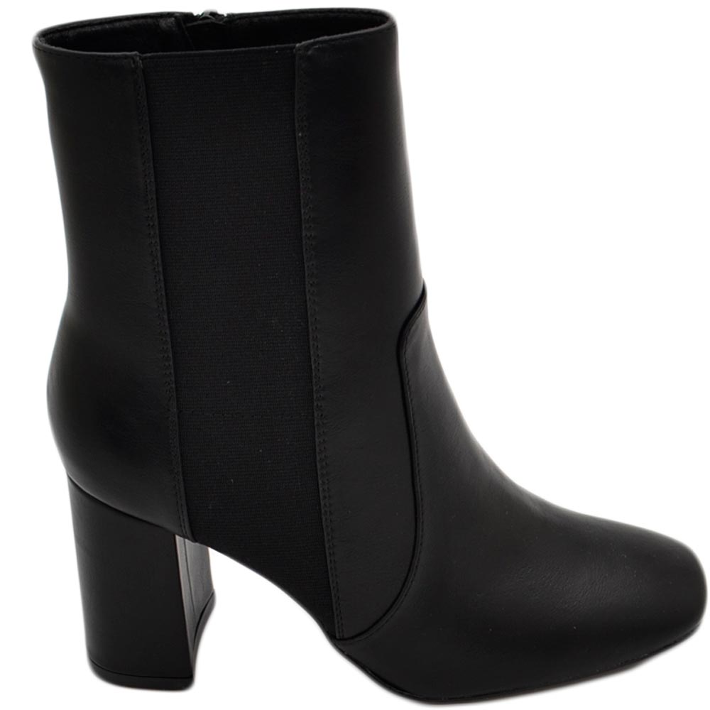Scarpe stivaletto donna Tronchetto Chelsea con elastico laterale punta rotonda tacco largo comodo 6 cm zip