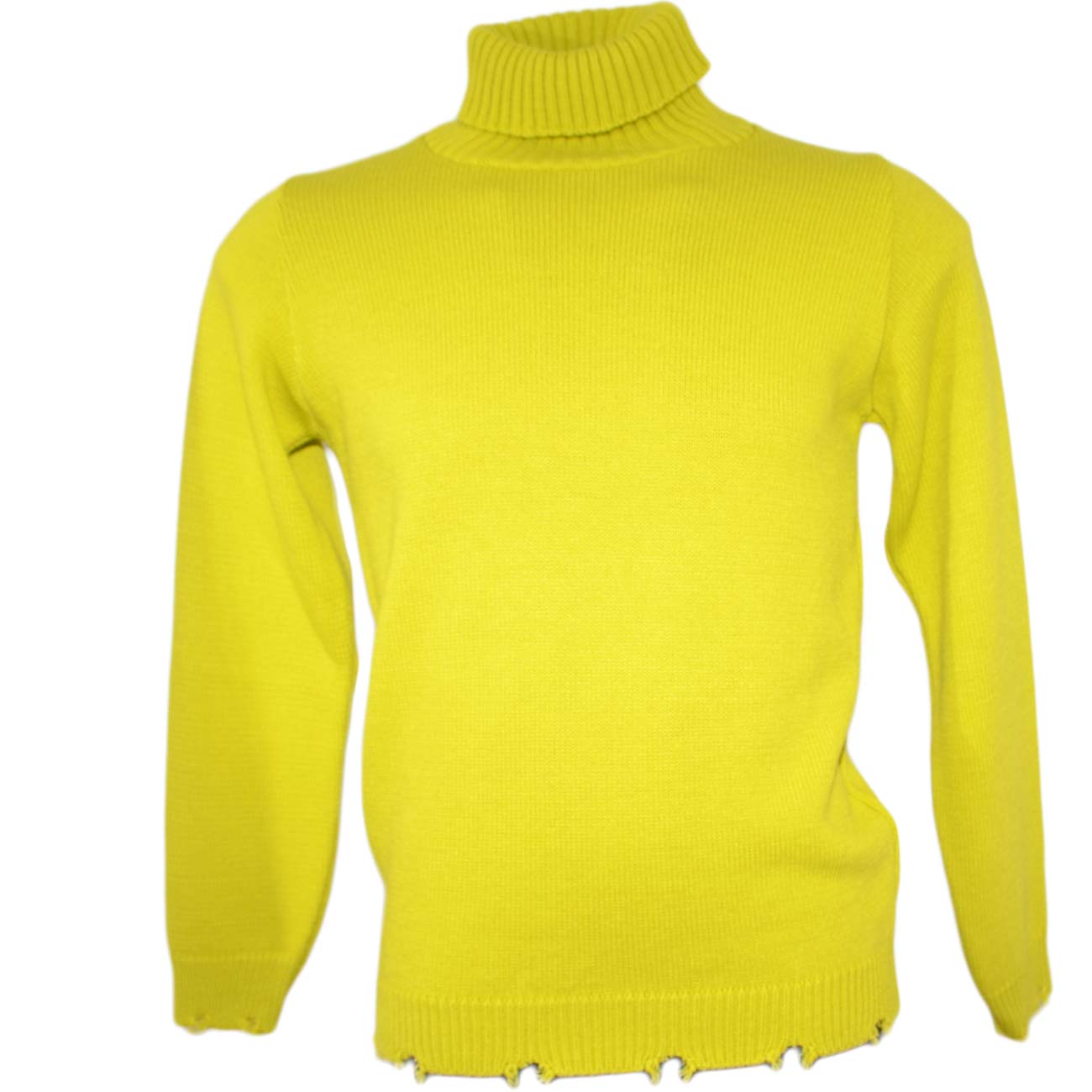 Maglione dolcevita uomo color giallo slim fit ad intessitura larga linea vintage con scuciture caldo e confortevole