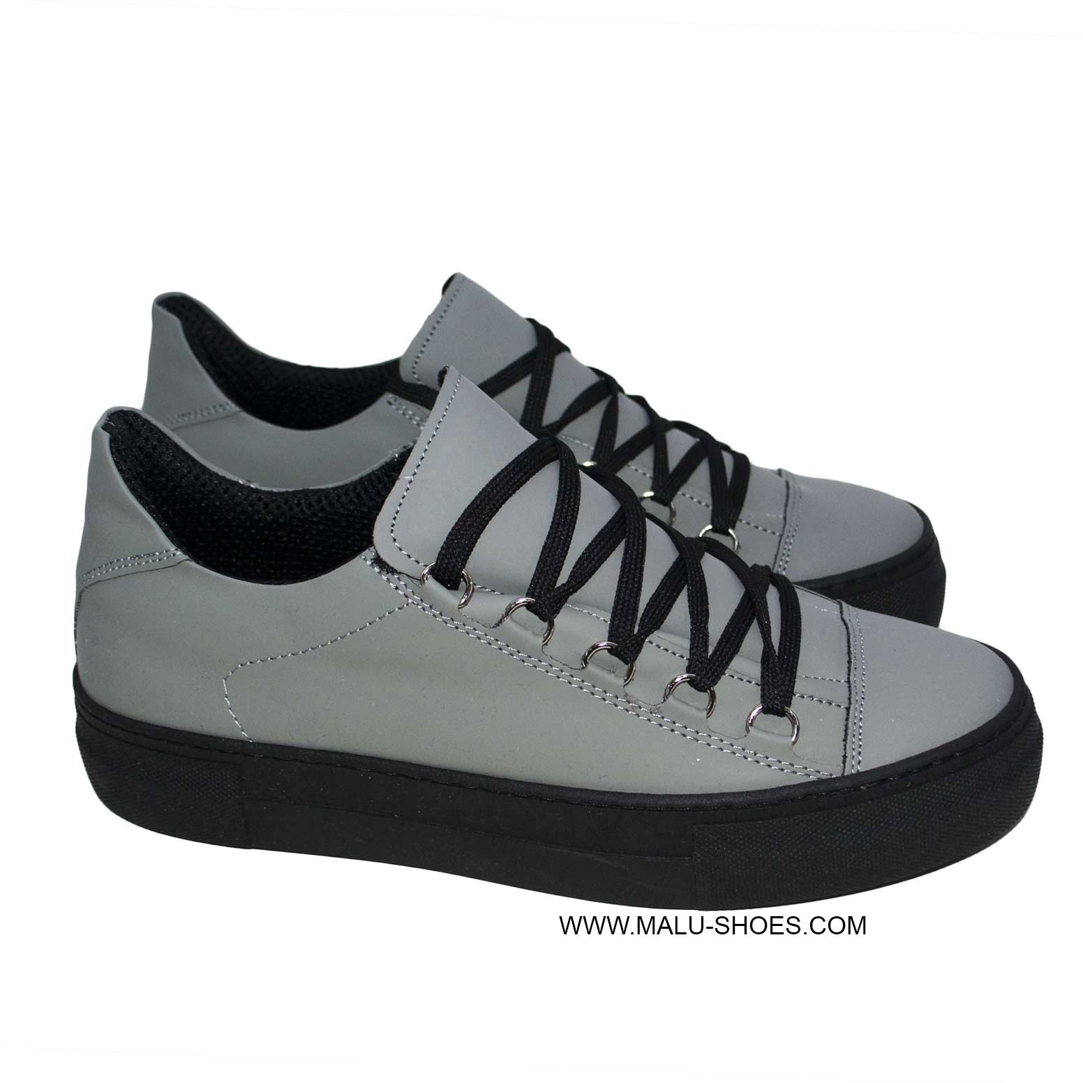 Sneakers bassa gommato grigio fondo alto nero made in italy 