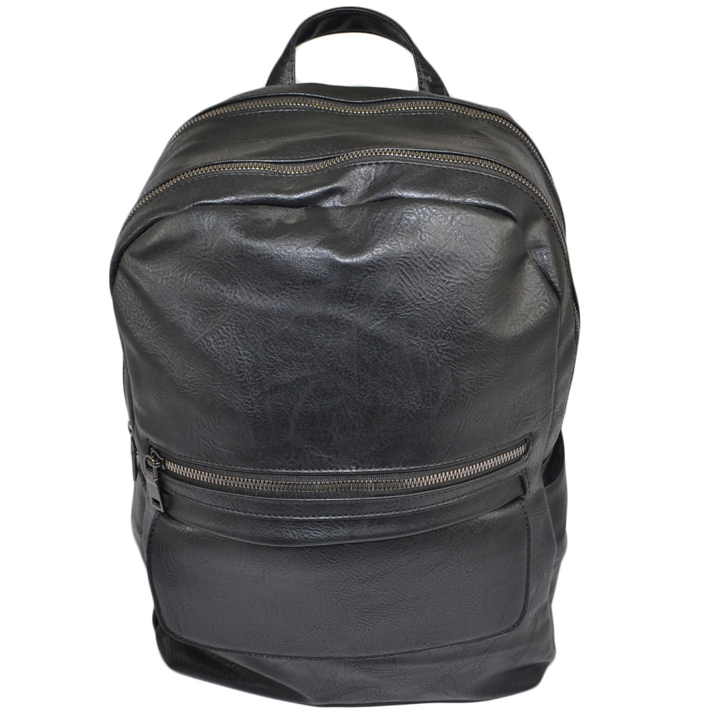Zaino nero uomo borsa medi 13 pollici laptop portatile pu pelle con zip 3 aperture backpack casual elegante
