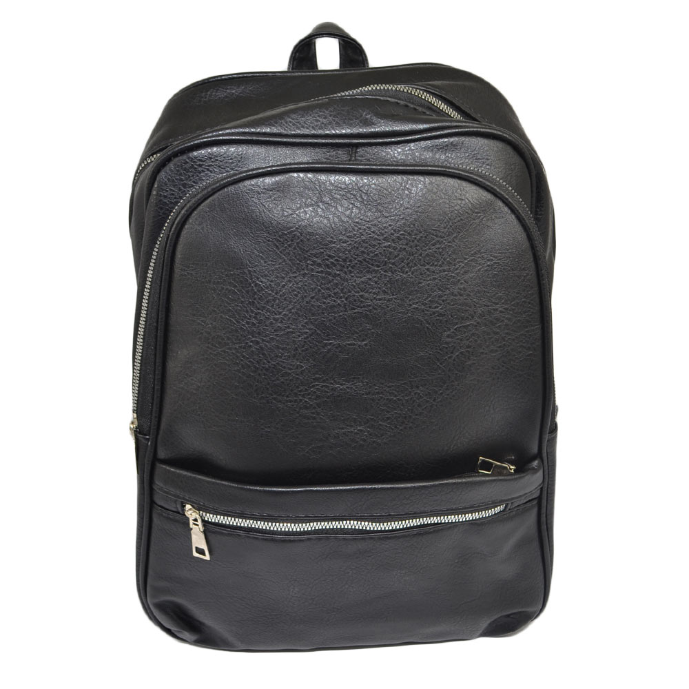 Zaino nero uomo borsa medio rettangolare 13 pollici laptop portatile pu  pelle con zip backpack casual elegante uomo zaini Malu Shoes