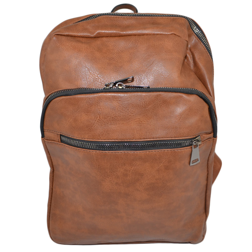 Zaino cuoio uomo borsa medio rettangolare 13 pollici laptop portatile pu pelle con zip backpack casual elegante