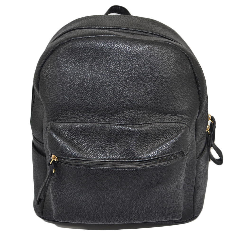 Zaino nero casual uomo borsa medio grande 13 pollici laptop portatile pu pelle zip capiente comodo