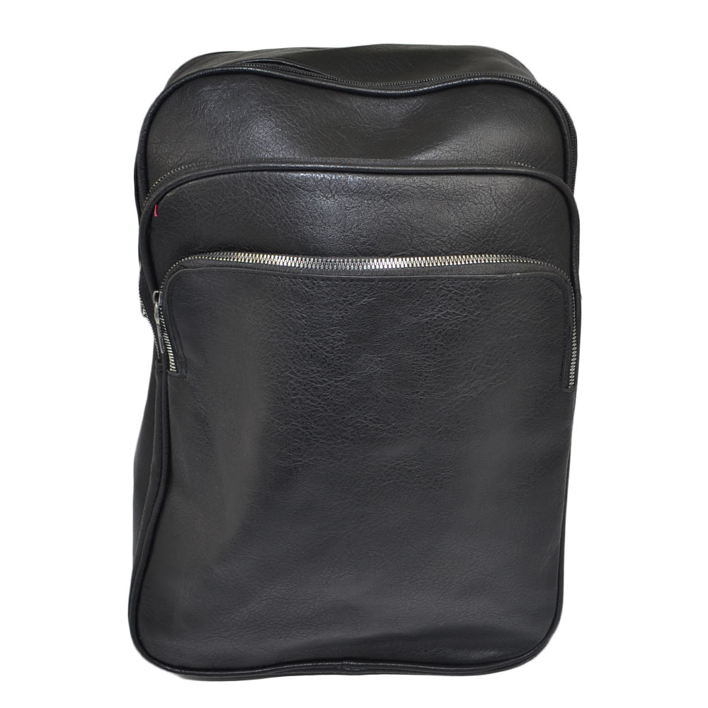 Zaino nero casual uomo borsa medio grande 13 pollici laptop portatile pu pelle zip capiente comodo