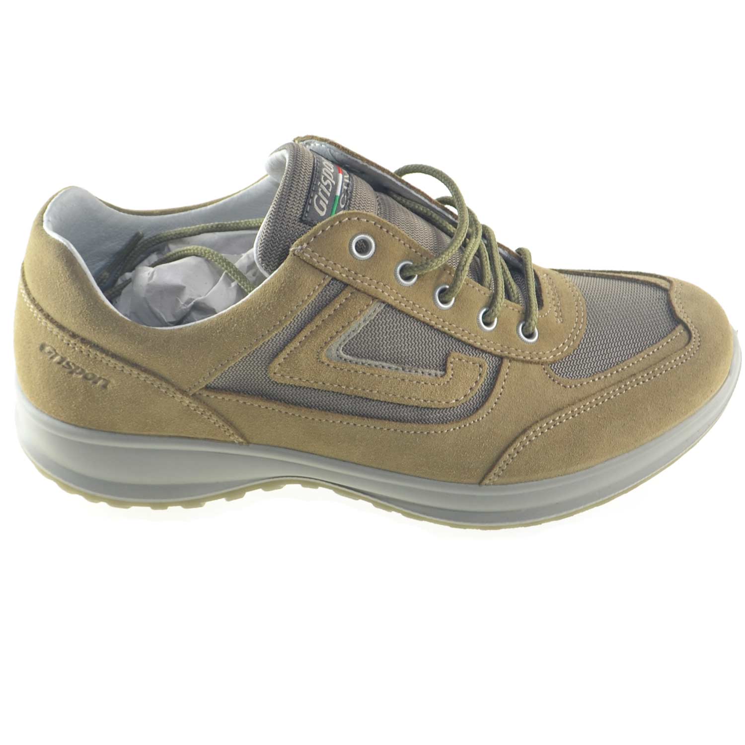 Scarpe uomo light step man grisport beige tessuto e vera pelle