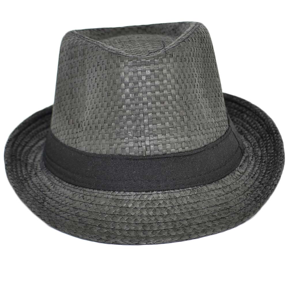 Cappello di paglia uomo con banda colorata nero intreccio scuro moda estiva tendenza moda giovane	