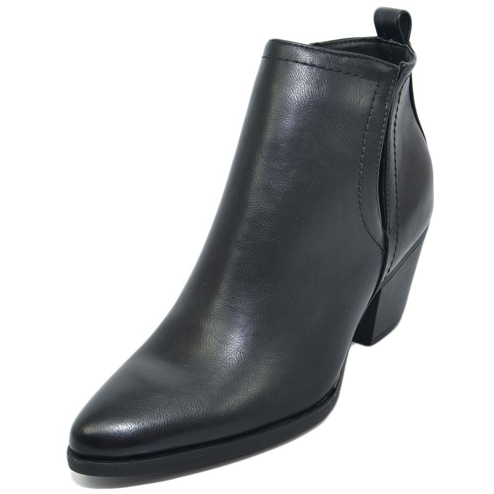 Tronchetto Camperos Donna Basso Nero A Punta Scollato Sulla Caviglia 