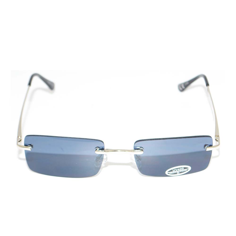 OCCHIALI DA SOLE SUNGLASSES UOMO ARGENTO MODELLO ANNI 80 QUADRATO CON LENTE BLU MODA GIOVANE