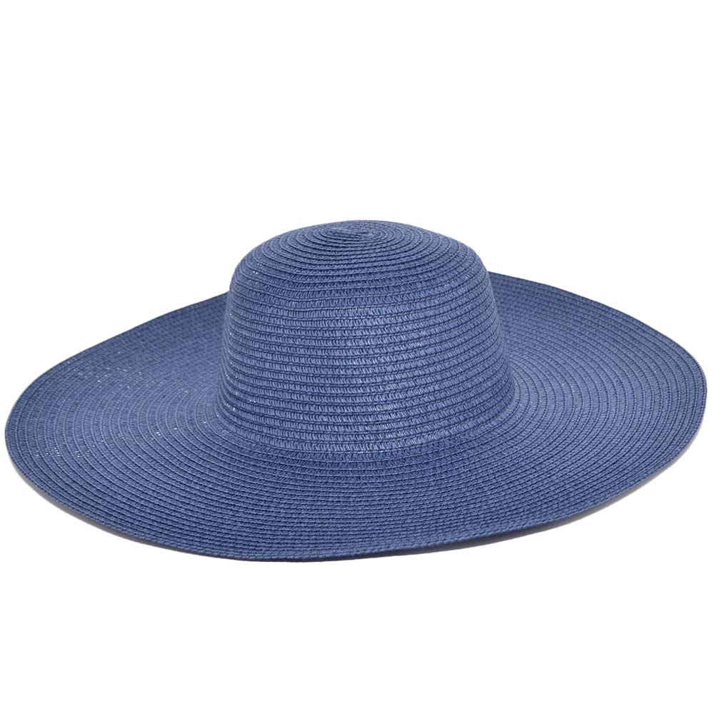 Cappello parasole di paglia blu donna elegante tesa larga da sole estate flessibile e pieghevole moda positano