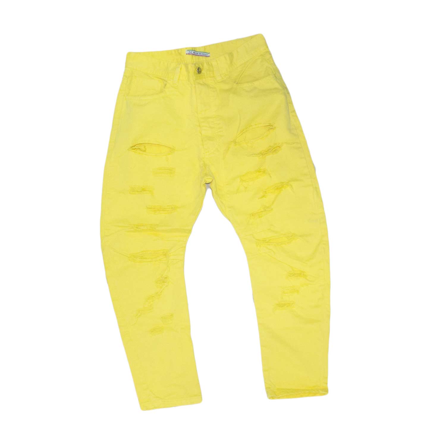 pantaloni uomo man giallo yellow stracci made in italy.