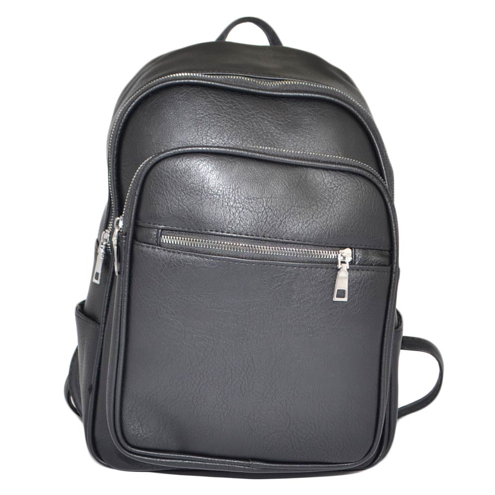 Zaino uomo business nero cartella tascata e chiusura a zip 2 aperture e zip scompartimenti frontale bagaglio moda.
