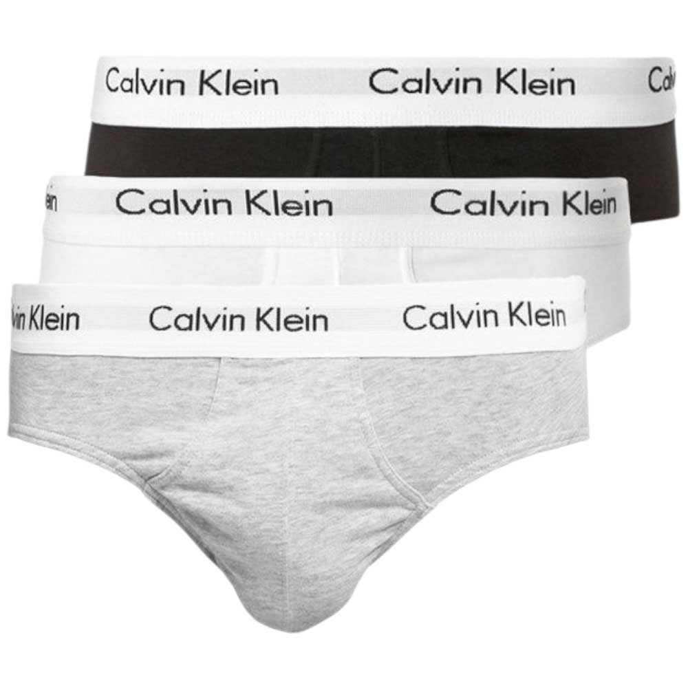 Calvin Klein Slip Hipster Confezione da 3 Uomo Cotone Elasticizzato, Multicolore (Black/White/Grey Heather), S M L XL