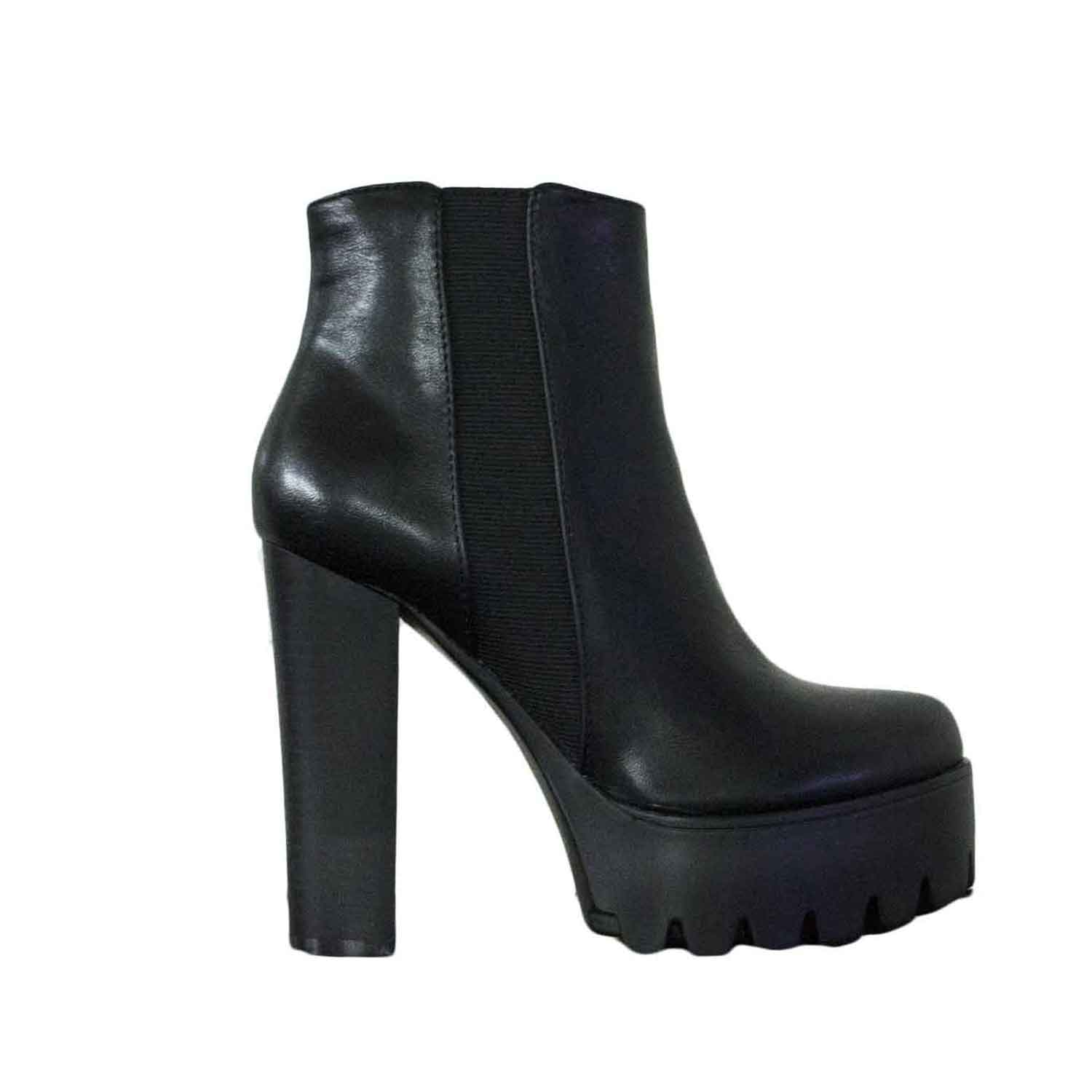 Scarpe donna tronchetto nero elastico fondo carroarma alto undergroud eco  pelle donna tronchetti Malu Shoes | MaluShoes