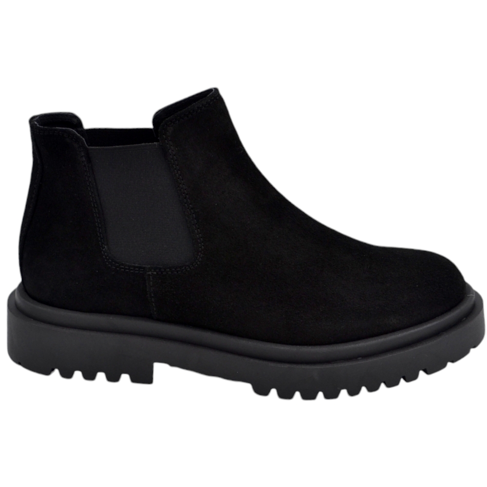 Beatles uomo stivaletto LS elastico vera pelle scamosciata nero suola alta zigrinata Luxury made in italy