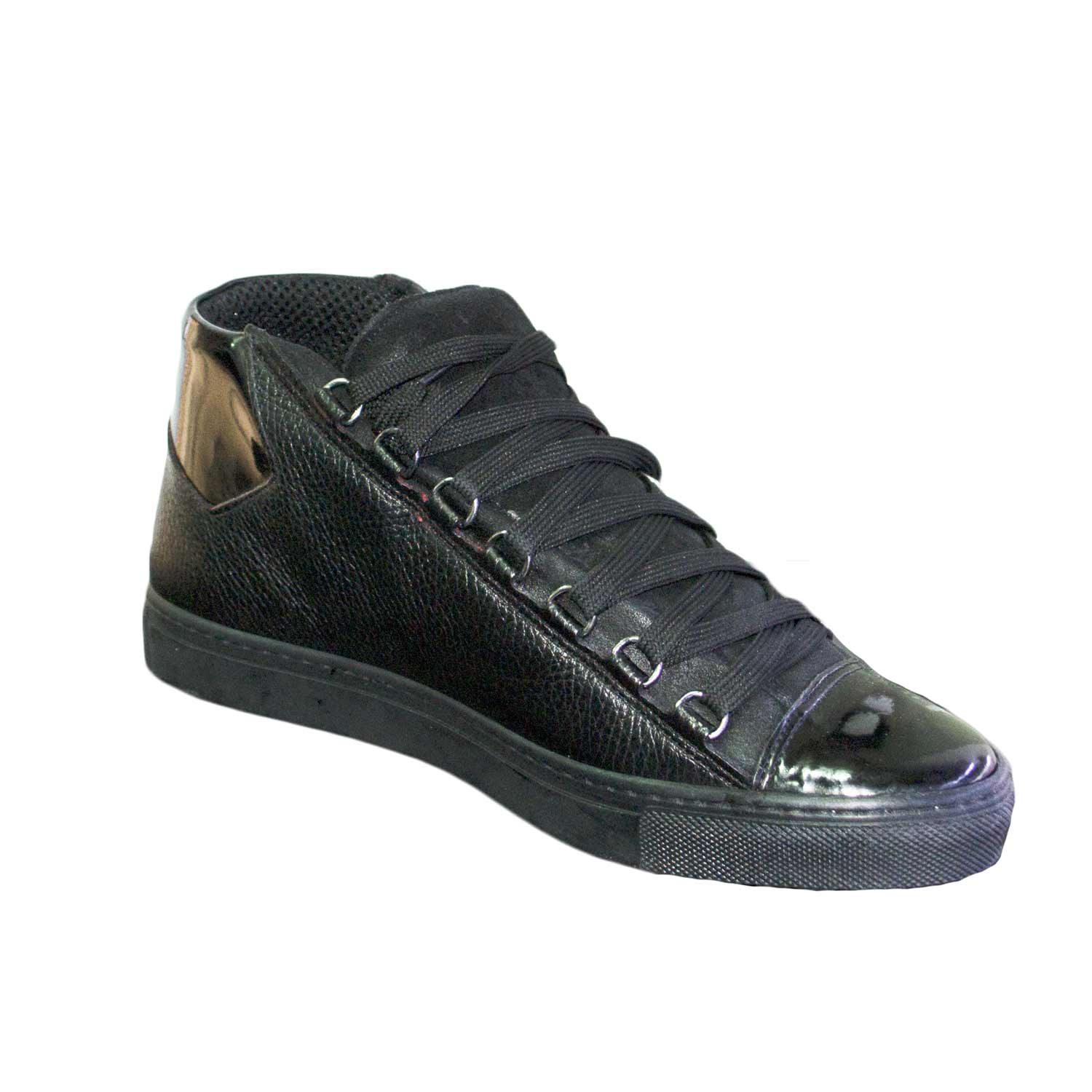 sneakers alta pelle e vernice nero uomo man fondo ultraleggero uomo sneakers  alta Malu Shoes | MaluShoes