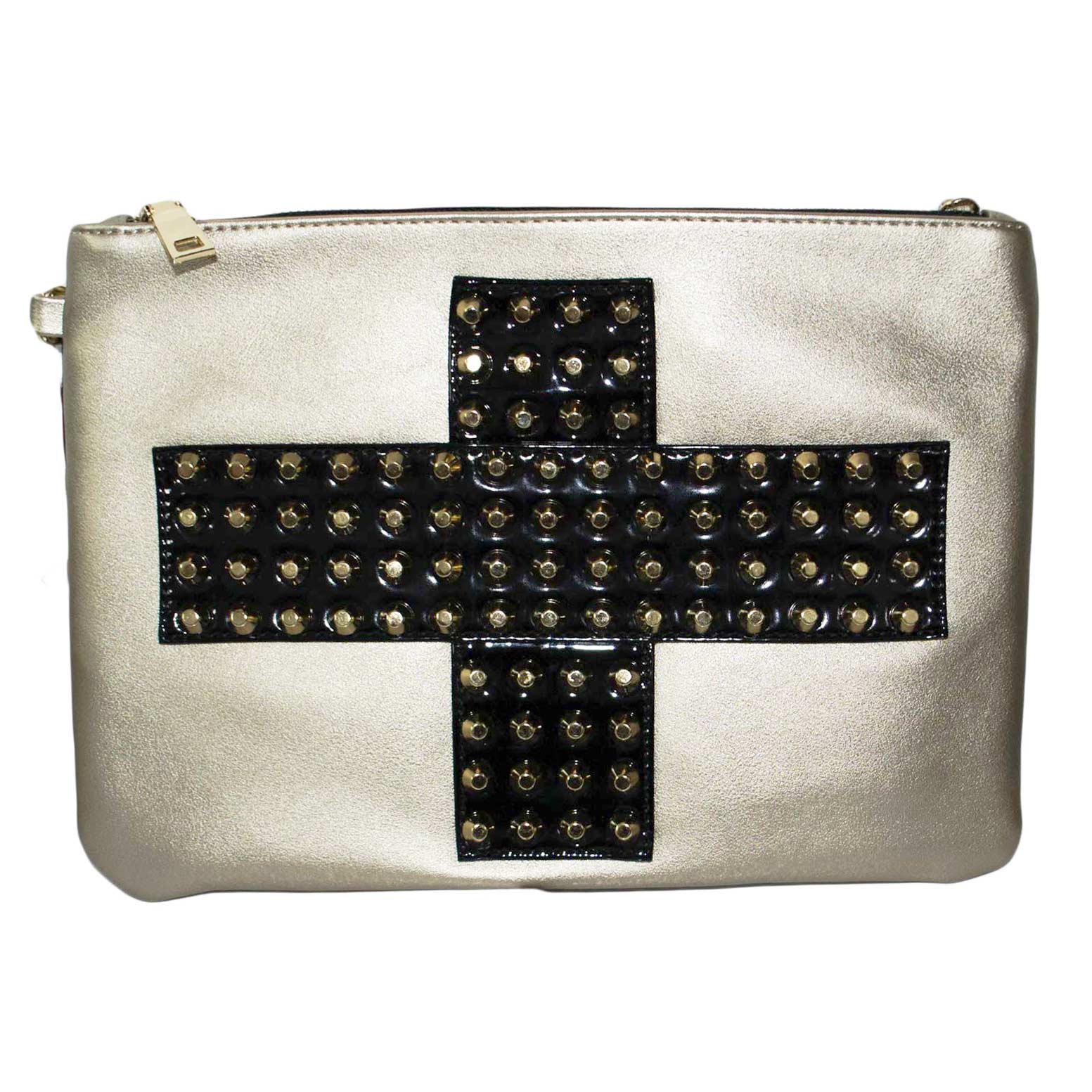 Joe Browns Pochette Donna In Jacquard Floreale – Asimmetrica, Nero/Oro, Con Bottone Gioiello, Cinturino Regolabile 59 Cm
