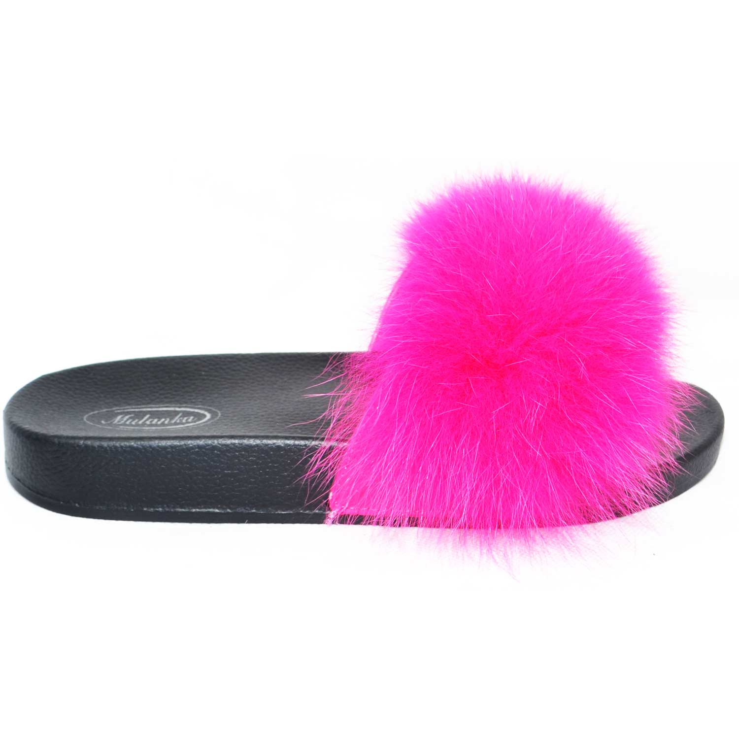 Pantofoline donna platform con pelliccia peluche fucsia voluminosa colorata morbide e antishock moda glamour