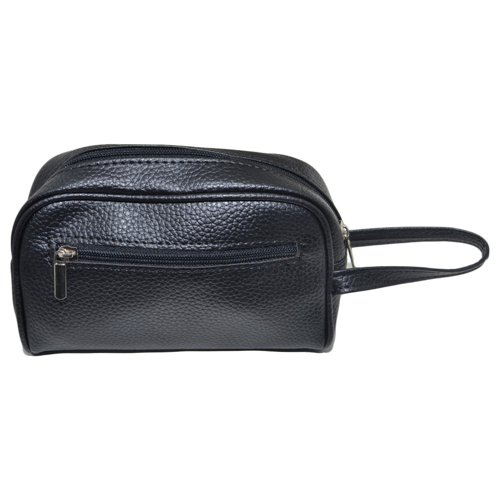 Pochette uomo a mano nero semitonda con zip e chiusura a portafoglio comodo portaoggetti glamour