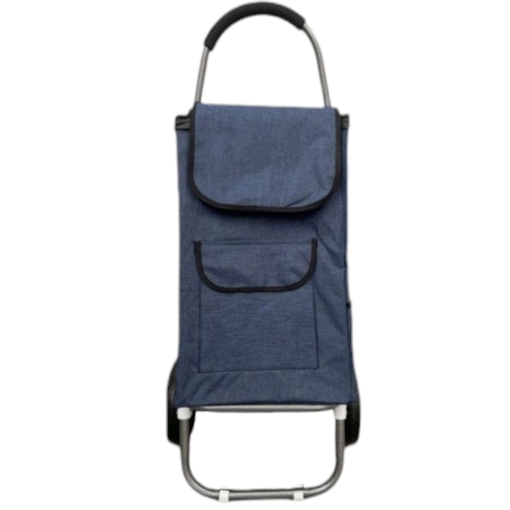 Carrello Spesa Pieghevole blu Salvaspazio con Ruote Saliscale Telaio in Metallo Rinforzato Impermeabile con Chiusura.