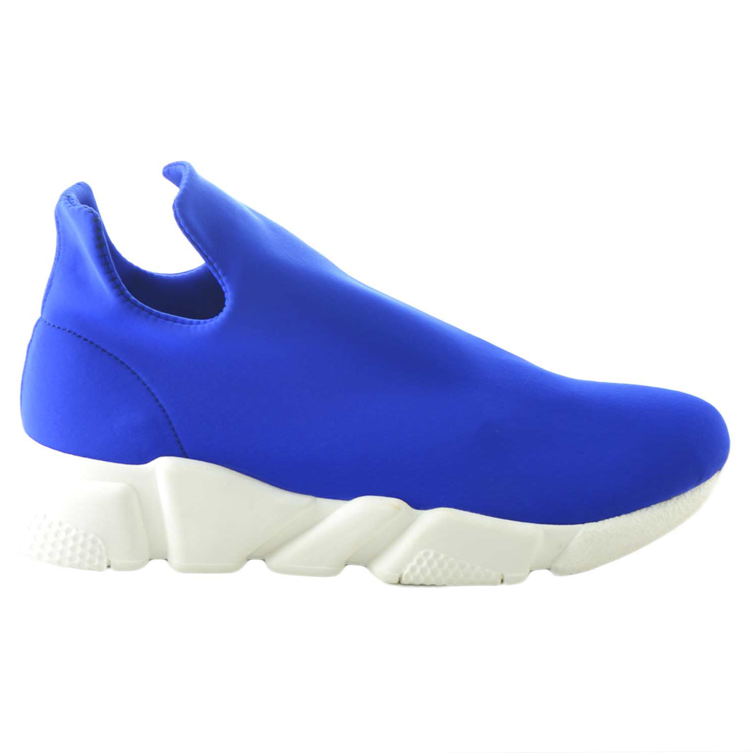 Scarpe uomo sneakers bassa calzino tessuto lycra blu made in italy fondo antiscivolo man casual moda giovanile