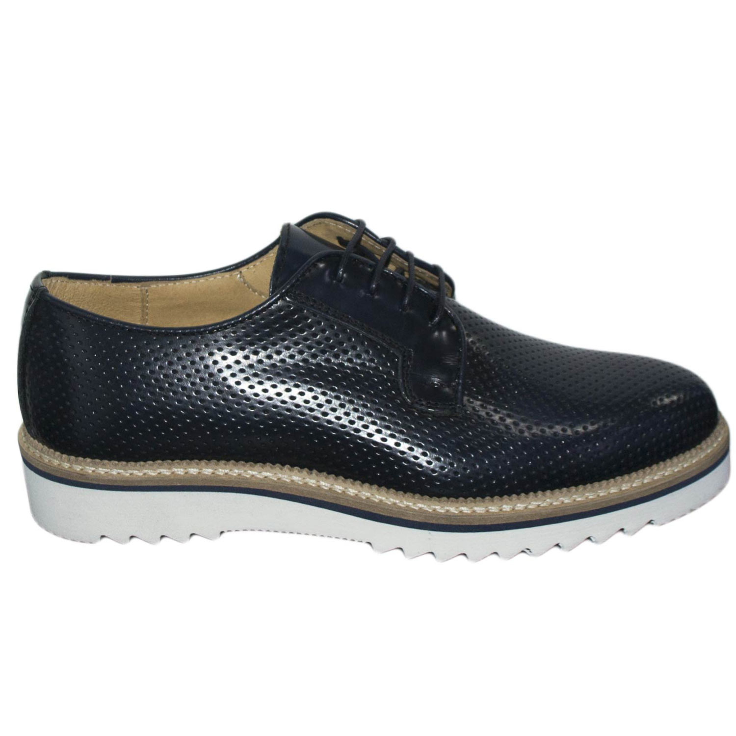 scarpe stringate art 6743 microforato blu abrasivato fondo antiscivolo comfort light