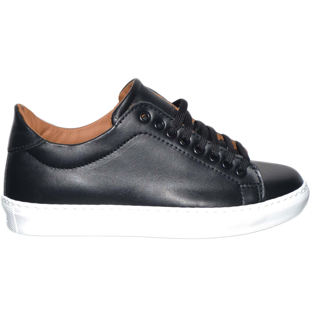 Sneaker bassa uomo in vera pelle bortolato nero con interno in vera pelle morbidissima cuoio fatte a mano in italia 