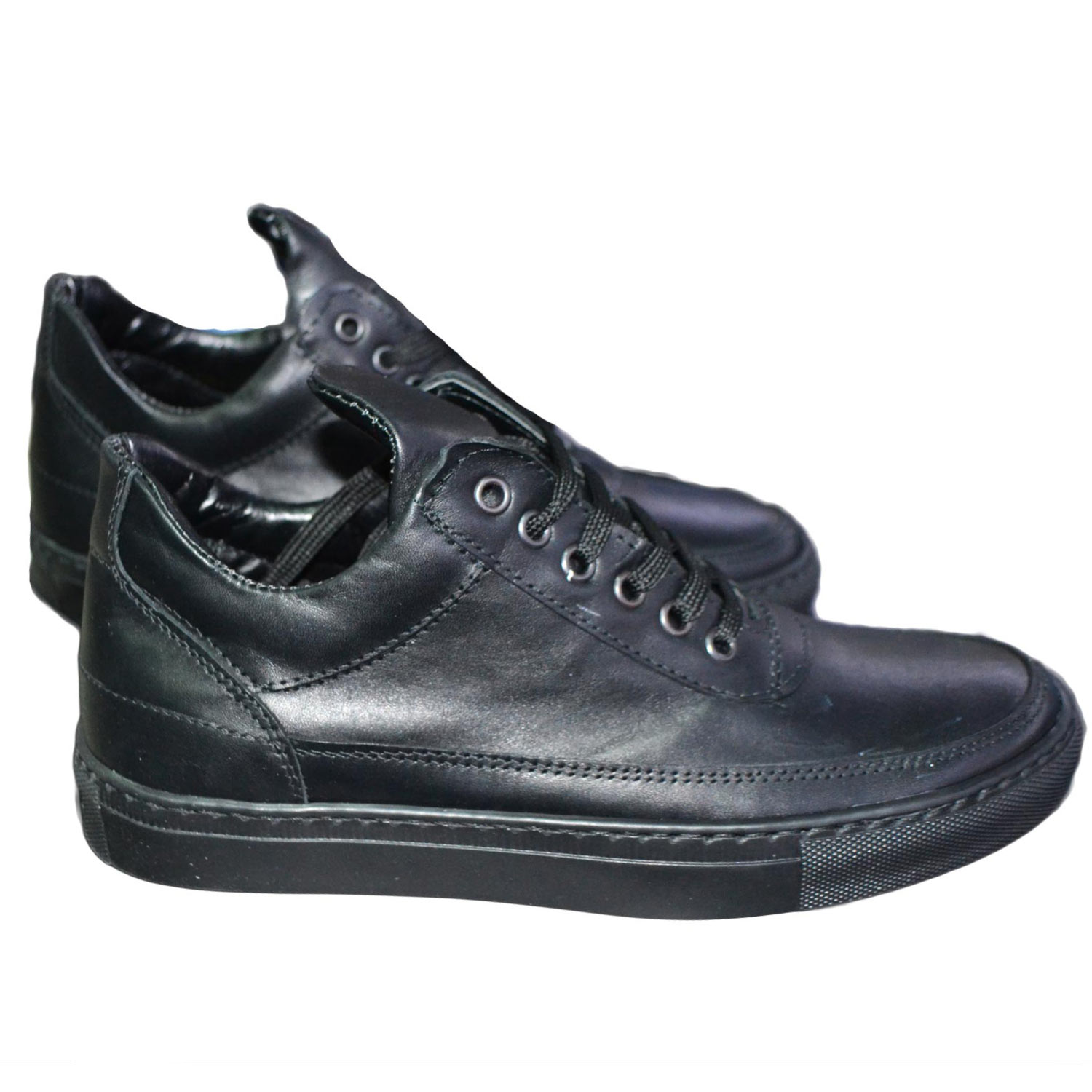 sneakers bassa nero pelle liscia uomo man moda.