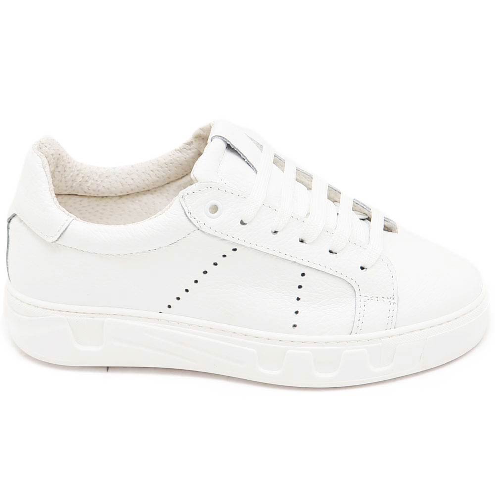 Scarpa sneakers bassa uomo basic vera pelle di nappa bianco linea basic fondo in gomma bianco alto PASOL casual