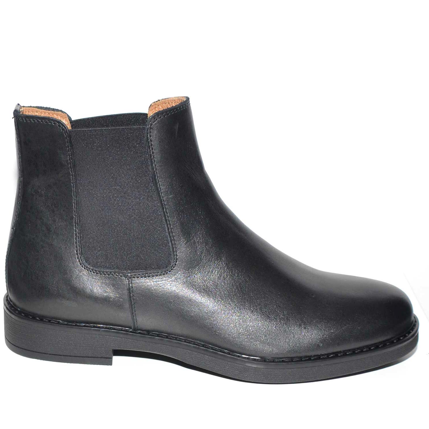SCARPE UOMO STIVALETTI MODELLO CHELSEA FONDO LIGHT FURIA VERA PELLE NAPPA NERO ELASTICO MADE IN ITALY MODA ARTIGIANALE 