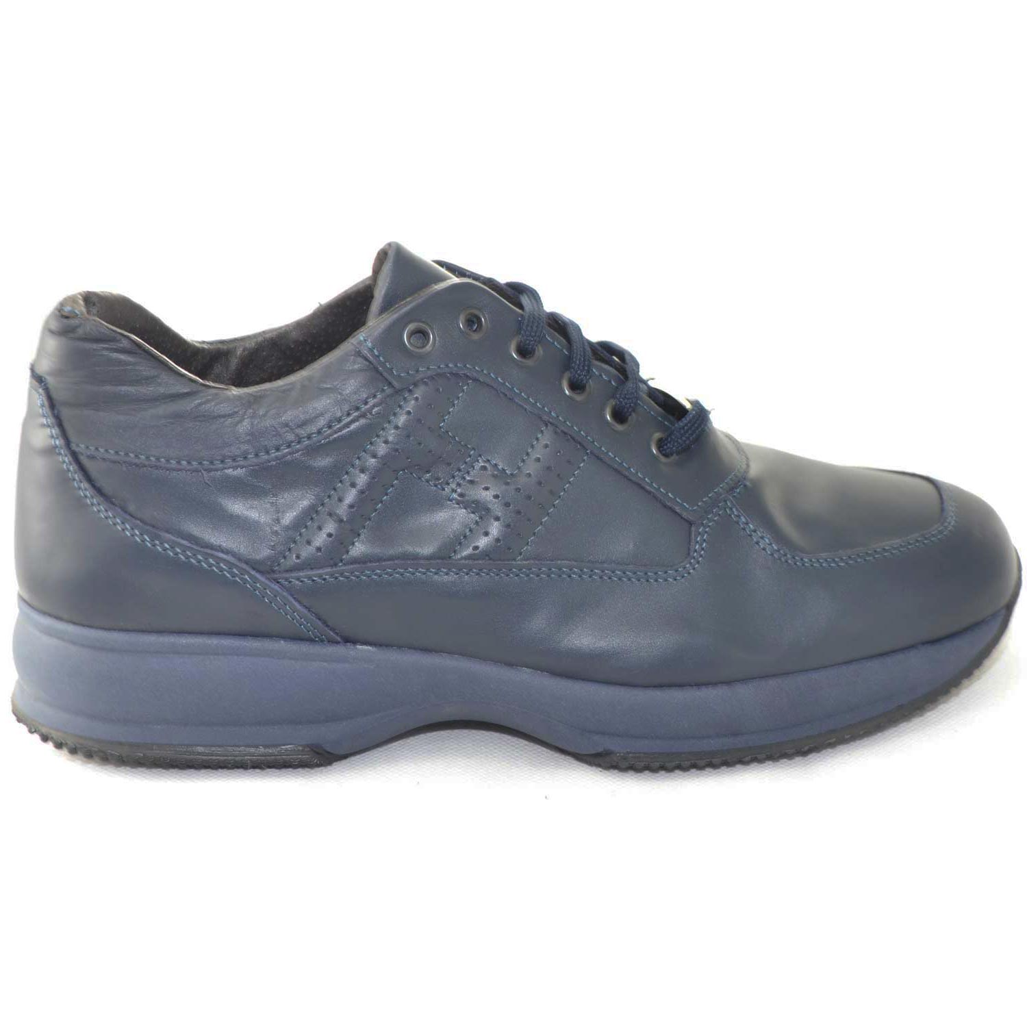Scarpe uomo made in italy man calzature casual comfort vera pelle nappa blu fondo antiscivolo comode e casual