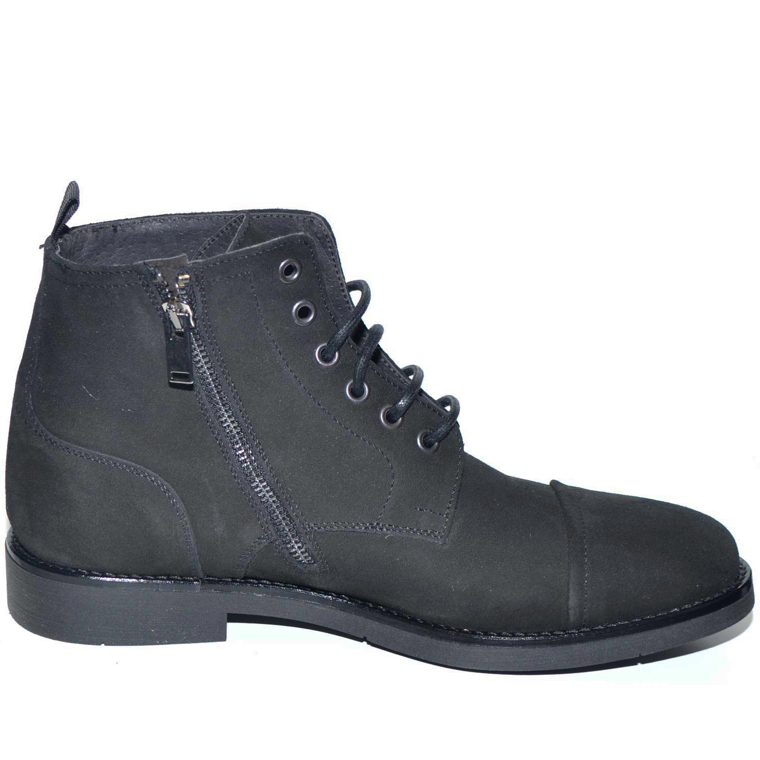 Malu Shoes Luisantiago N02 LS - Anfibi Uomo In Vera Pelle Scamosciata Marrone - Suola In Cuoio Cucita A Mano - Made In Italy
