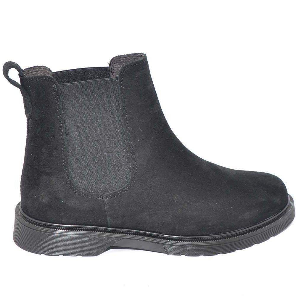 Stivaletto uomo beatles chelsea vera pelle nero scamosciato elastico fondo invernale antiscivolo made in italy