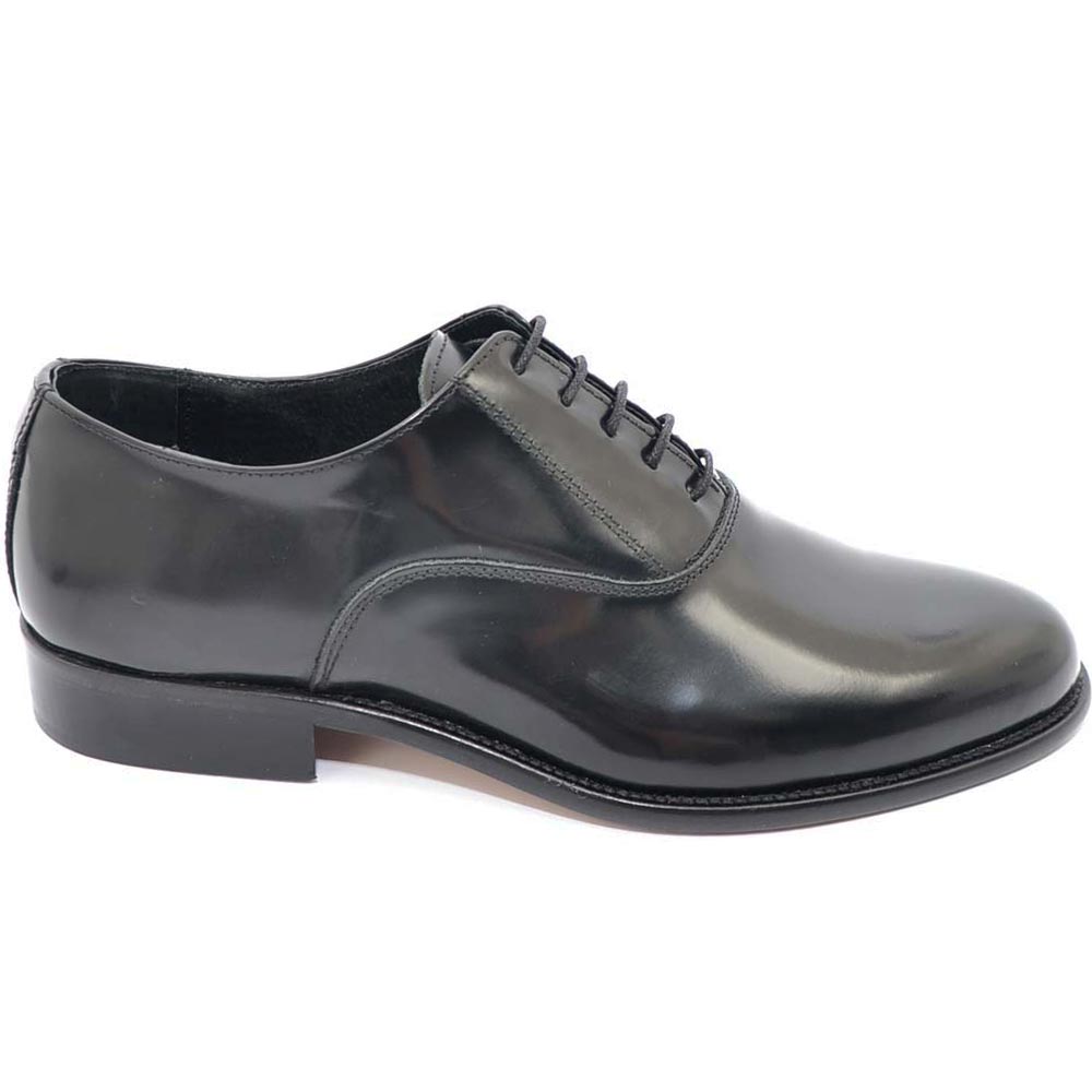 Scarpe uomo francesina nera pelle lucida fondo cuoio antiscivolo nero stringhe genuine leather .