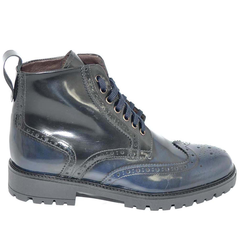 Bottes Eveet 18617 Homme - Cuir Noir Avec Lacets - Fabriqué En Italie - Neuf Boîte
