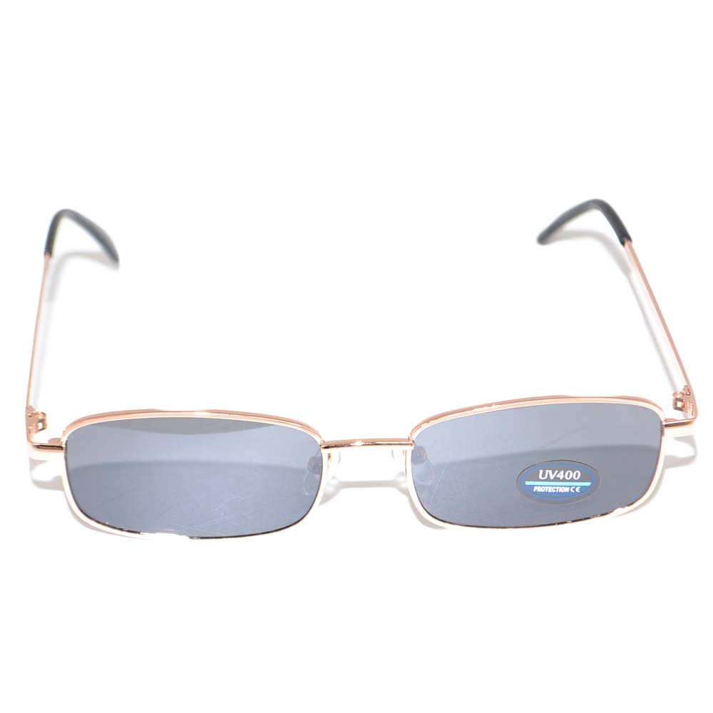 OCCHIALI DA SOLE SUNGLASSES UOMO MONTATURA ORO MODELLO ANNI 80 QUADRATO CON LENTE SCURE SOTTILI  MODA GIOVANE