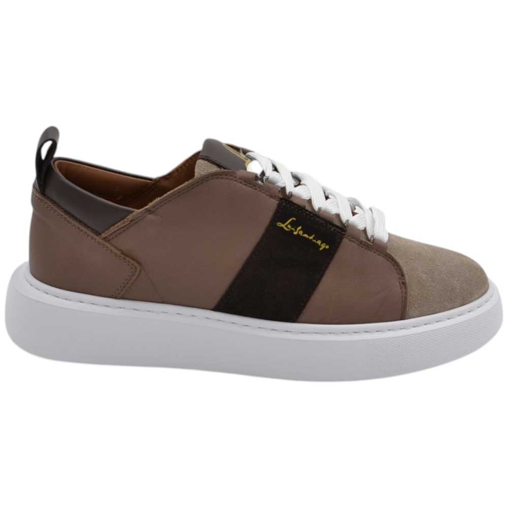 LUISANTIAGO BRAND LOGGATO FONDO EVA ULTRALEGGERO SUOLETTA IN MEMORY VERA PELLE BEIGE E NERA.