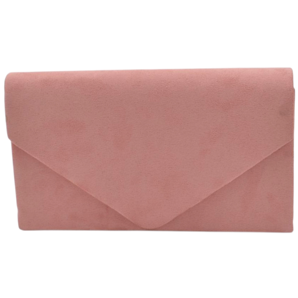 Pochette donna rettangolare a forma portafoglio in camoscio rosa catena linea basic made in italy.