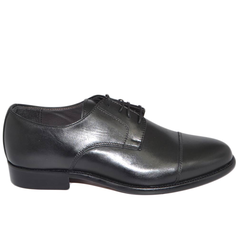 Scarpe uomo stringate mezza punta vera pelle nappa nero made in italy fondo antiscivolo vero cuoio cerimonia elegante