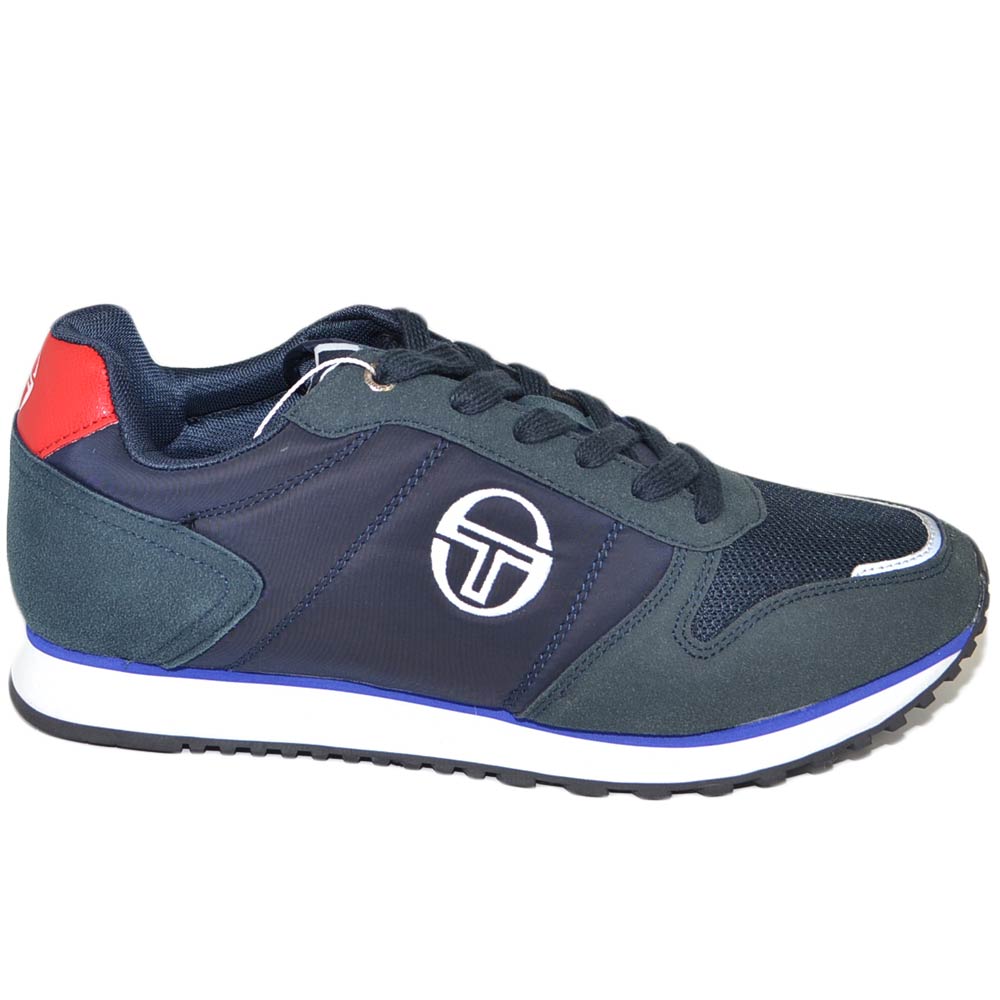 LORIS COLLEGE MX- Sneakers basse Sergio Tacchini di colore blu tortora casual con suola running bicolore.