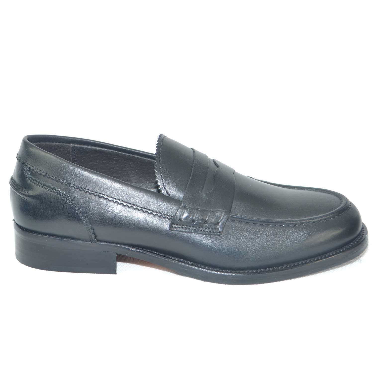 Scarpe uomo mocassini inglese college vera pelle crust nero made in italy fondo classico sportivo genuine leather.