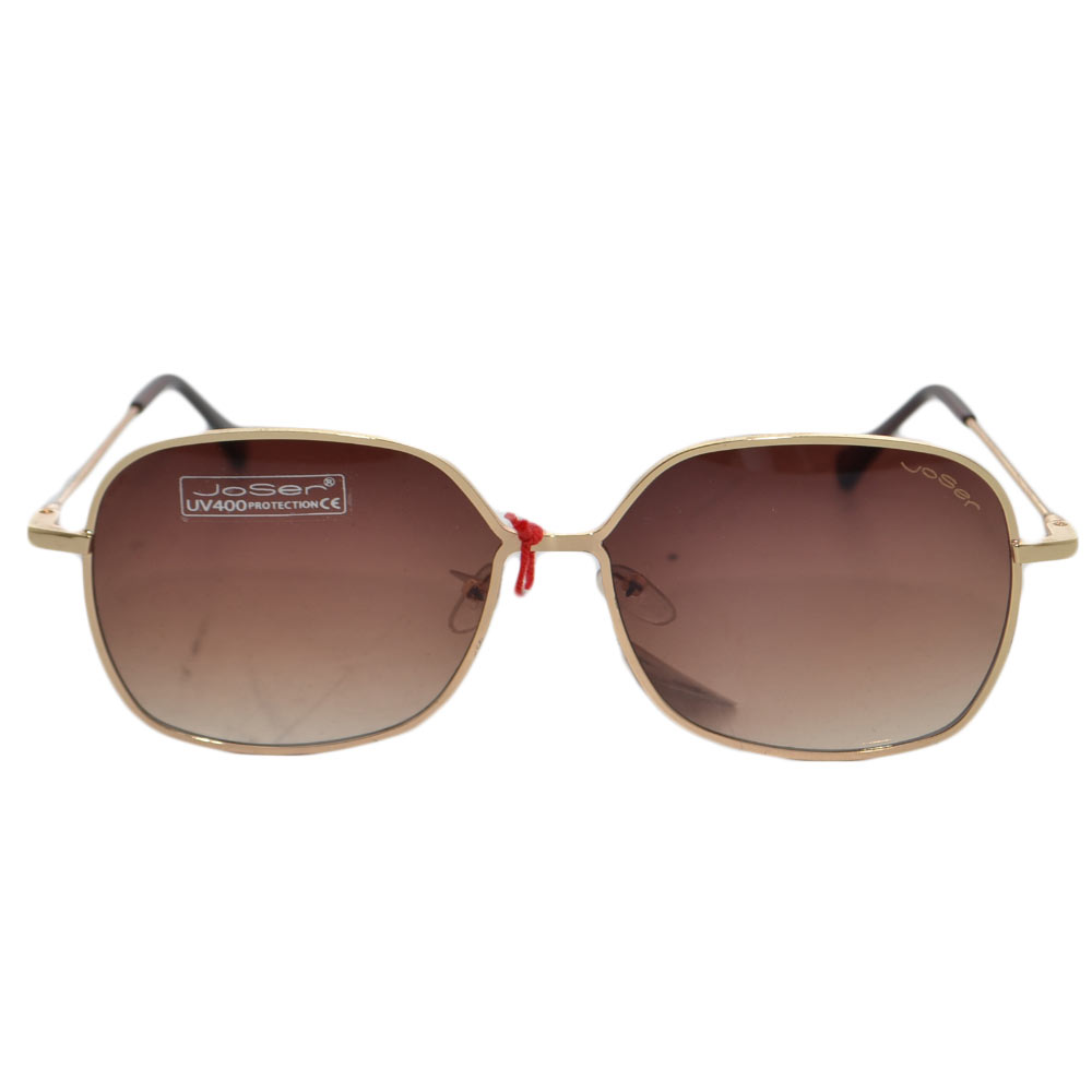 OCCHIALI DA SOLE SUNGLASSES DONNA MONTATURA ORO FORMA RETTANGOLARE CON LENTE SCURE FUME' MODA GIOVANE.